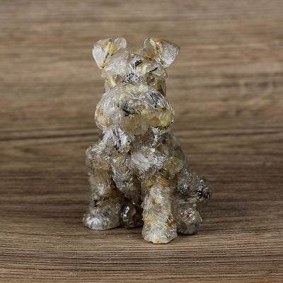 Olivenorma Crystal Resin Schnauzer Dog Ornament Gemstone Decoration