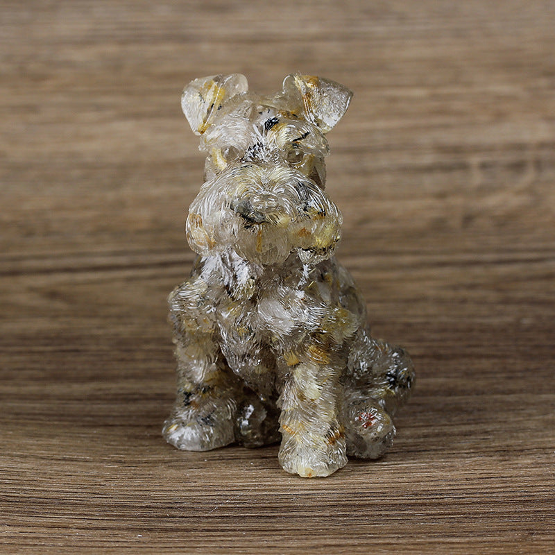 Olivenorma Crystal Resin Schnauzer Dog Ornament Gemstone Decoration