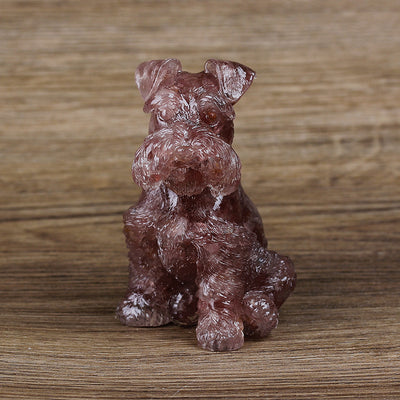 Olivenorma Crystal Resin Schnauzer Dog Ornament Gemstone Decoration