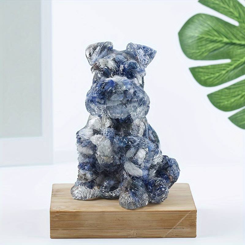 Olivenorma Crystal Resin Schnauzer Dog Ornament Gemstone Decoration