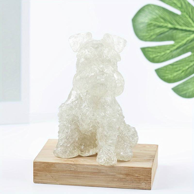 Olivenorma Crystal Resin Schnauzer Dog Ornament Gemstone Decoration