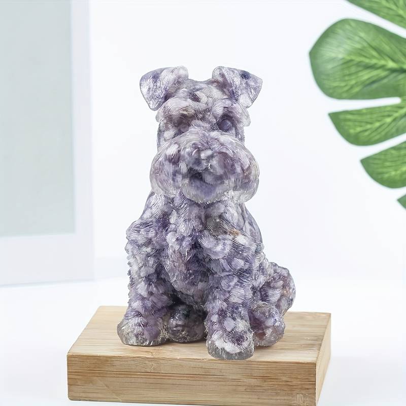 Olivenorma Crystal Resin Schnauzer Dog Ornament Gemstone Decoration