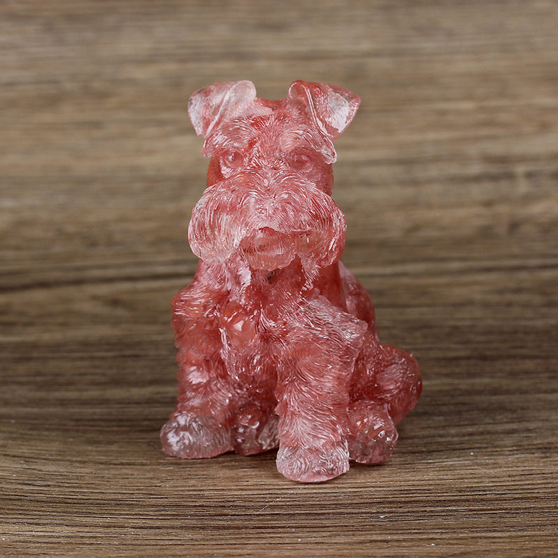 Olivenorma Crystal Resin Schnauzer Dog Ornament Gemstone Decoration