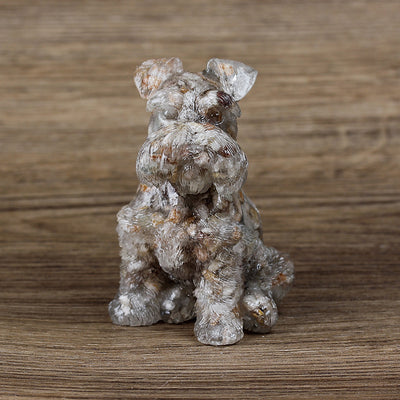 Olivenorma Crystal Resin Schnauzer Dog Ornament Gemstone Decoration