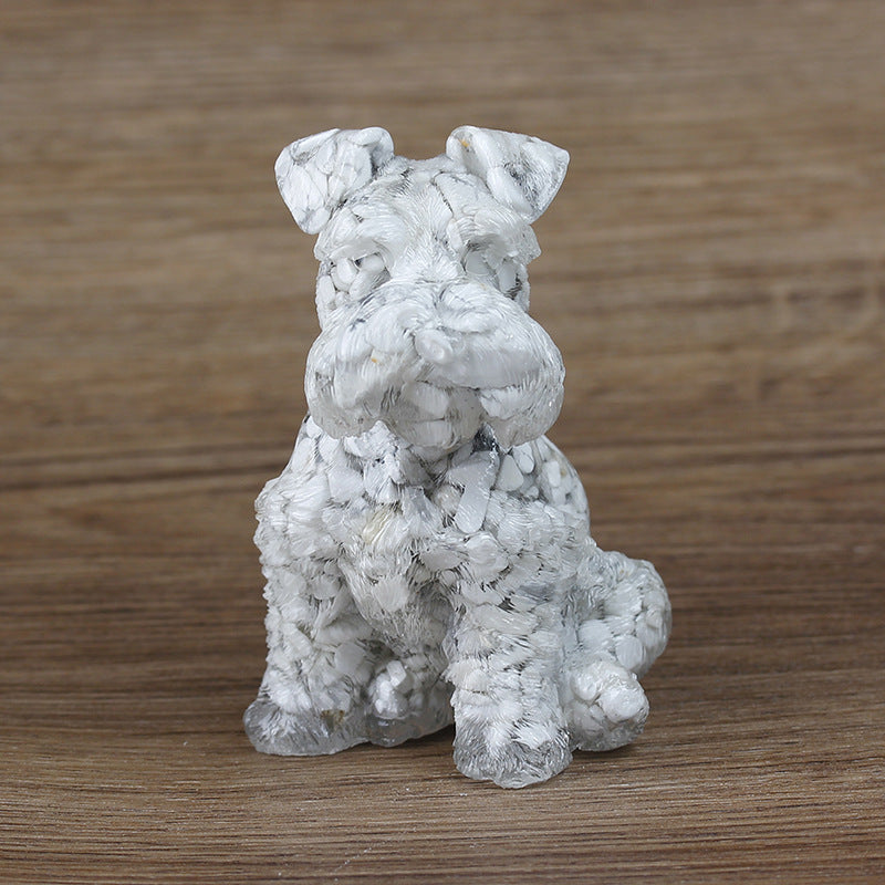 Olivenorma Crystal Resin Schnauzer Dog Ornament Gemstone Decoration