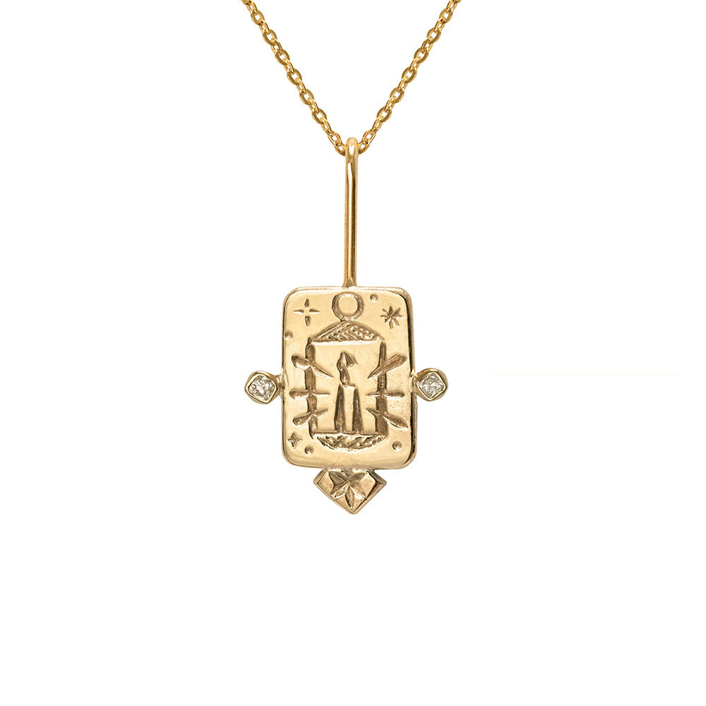 Olivenorma Stainless Steel Tarot Cards Inlaid Zirconia Necklace - Hermit - image 3