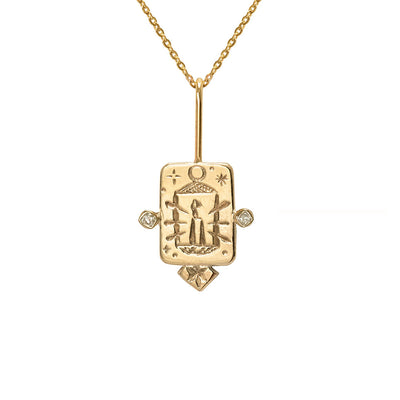Olivenorma Stainless Steel Tarot Cards Inlaid Zirconia Necklace - Hermit - image 3