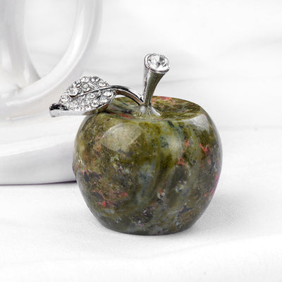 Olivenorma Small Crystal Apple Home Gemstone Decoration - Unakite - image 1