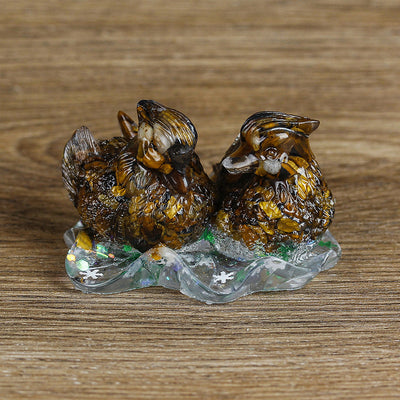 Olivenorma Cute Crystal Mandarin Duck Glue Ornaments Gemstone Decoration