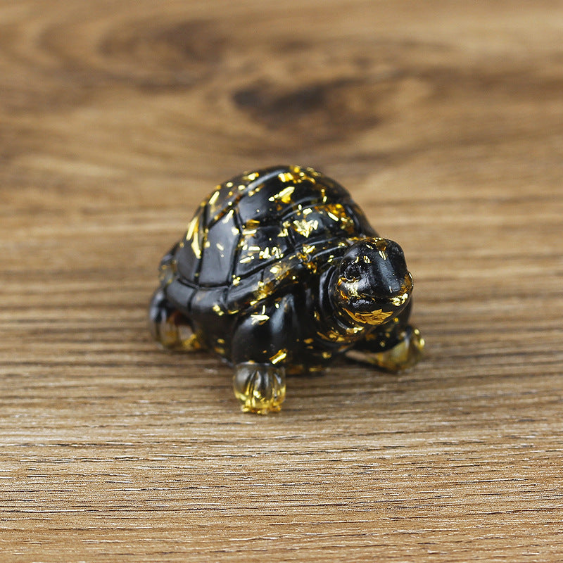Olivenorma Eternal Journey Gemstone Turtle Gemstone Decoration - Obsidian - With Card - image 15