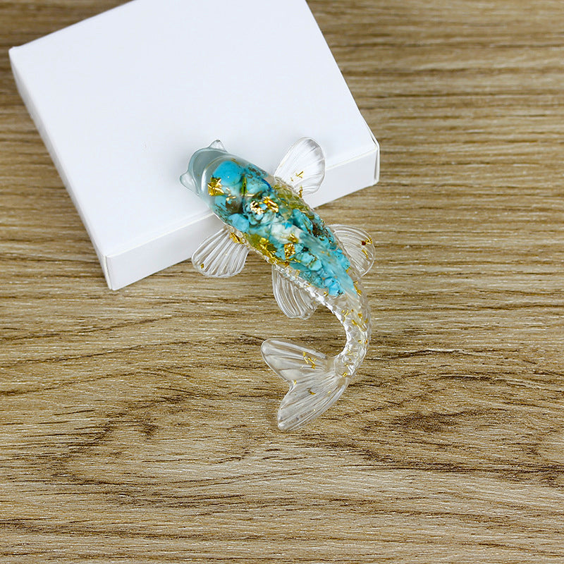 Olivenorma Ocean Harmony Crystal Fish Figurine Gemstone Decoration - Turquoise - With Card - image 6