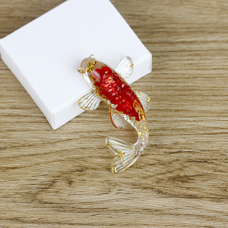 Olivenorma Creative Artificial Fish Ornaments Gemstone Decoration - Red Coral - image 10