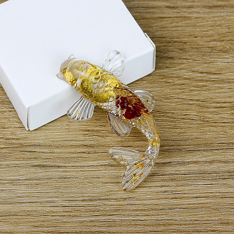 Olivenorma Creative Artificial Fish Ornaments Gemstone Decoration - Clear Crystal&Red Glaze - image 35