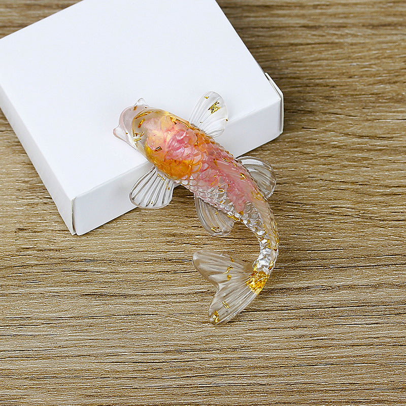 Olivenorma Ocean Harmony Crystal Fish Figurine Gemstone Decoration - Dark Rose Quartz - With Card - image 38