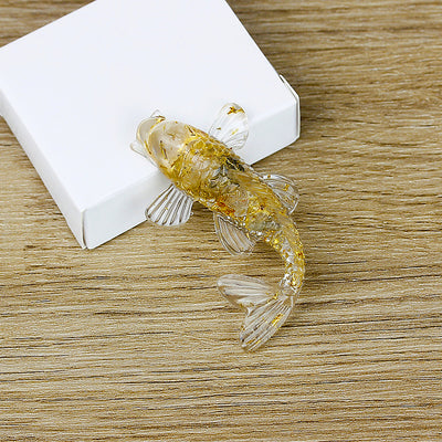 Olivenorma Ocean Harmony Crystal Fish Figurine Gemstone Decoration - Gold Rutilated Quartz - With Card - image 39