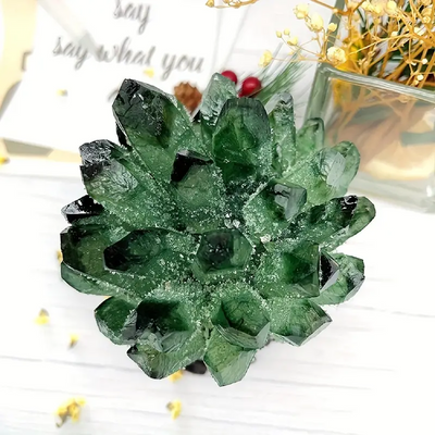 Olivenorma 1pc Crystal Cluster Green Phantom Quartz Home Decoration