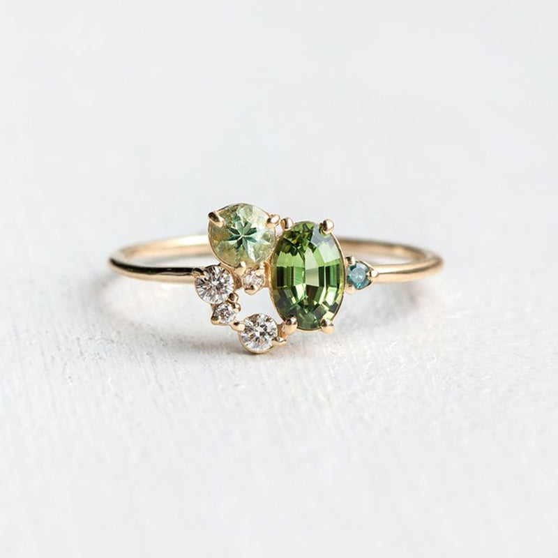 Olivenorma "The Morning Sun" - Natural Peridot with Zircon Ring