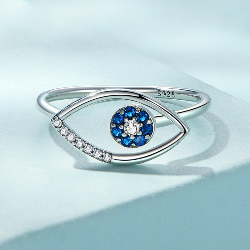 Olivenorma Sterling Silver S925 Evil Eye Adjustable Ring