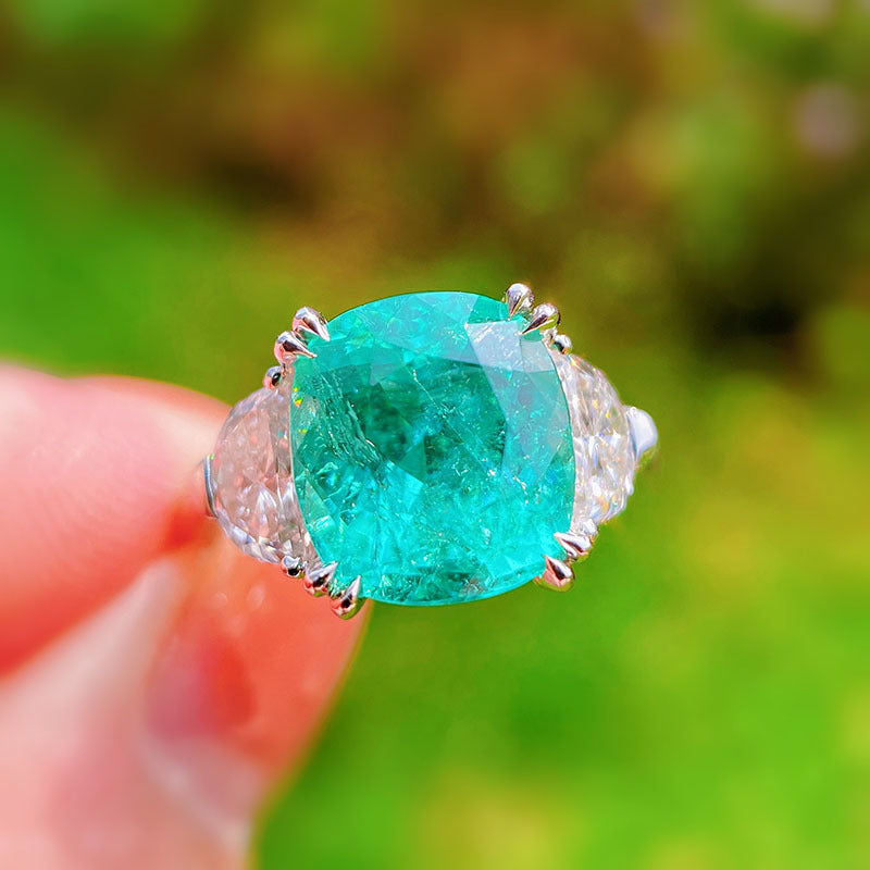 Olivenorma Large Square Paraiba Tourmaline Adjustable Ring