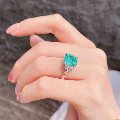 Olivenorma Large Square Paraiba Tourmaline Adjustable Ring