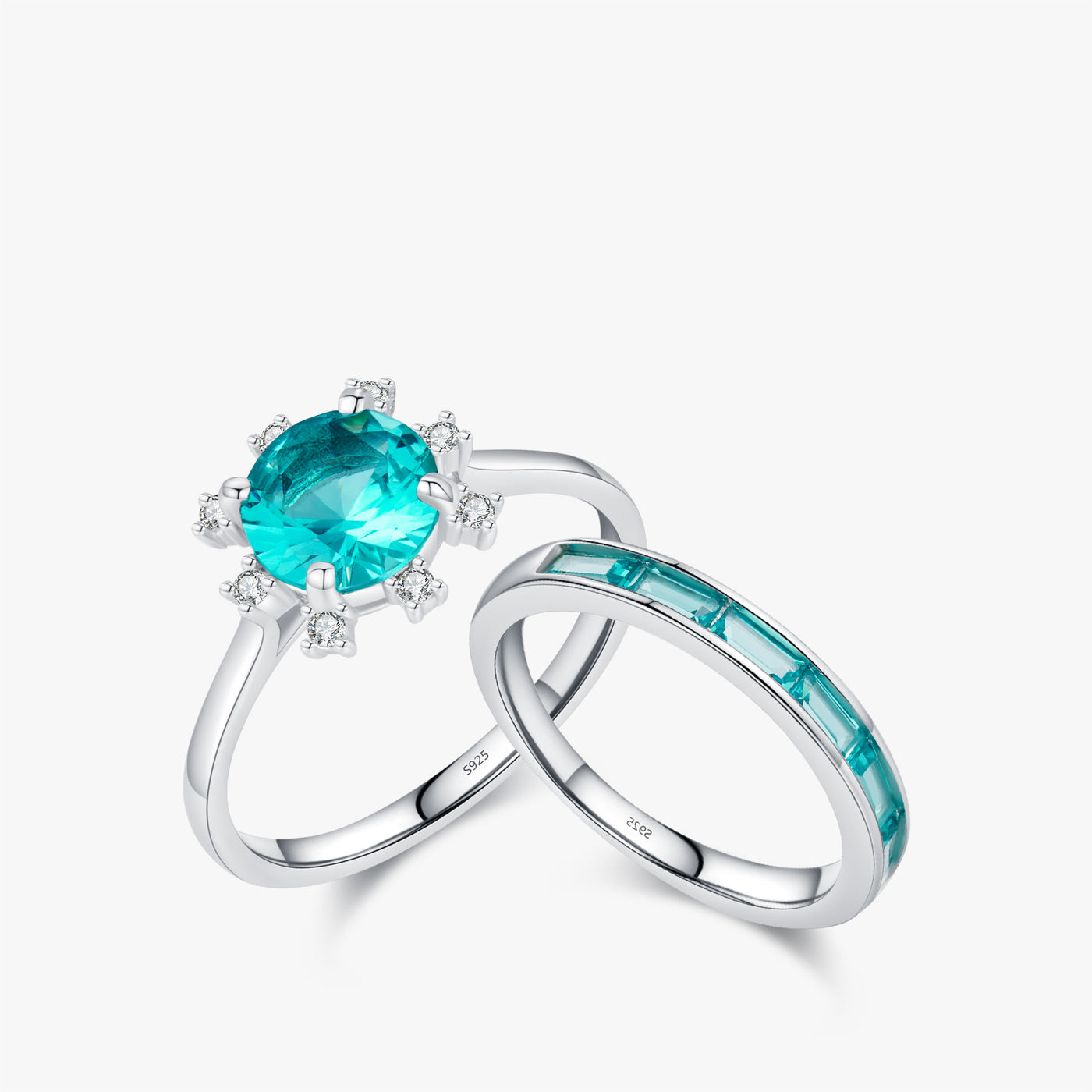 Olivenorma S925 Sterling Silver Paraiba Tourmaline Sunflower Ring