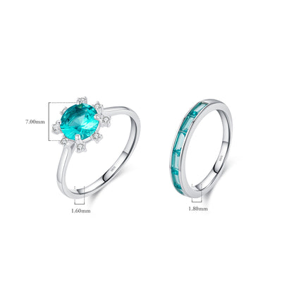 Olivenorma S925 Sterling Silver Paraiba Tourmaline Sunflower Ring