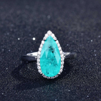 Olivenorma Various Paraiba Tourmaline Simulated Diamond Adjustable Ring