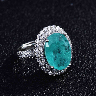 Olivenorma Various Paraiba Tourmaline Simulated Diamond Adjustable Ring