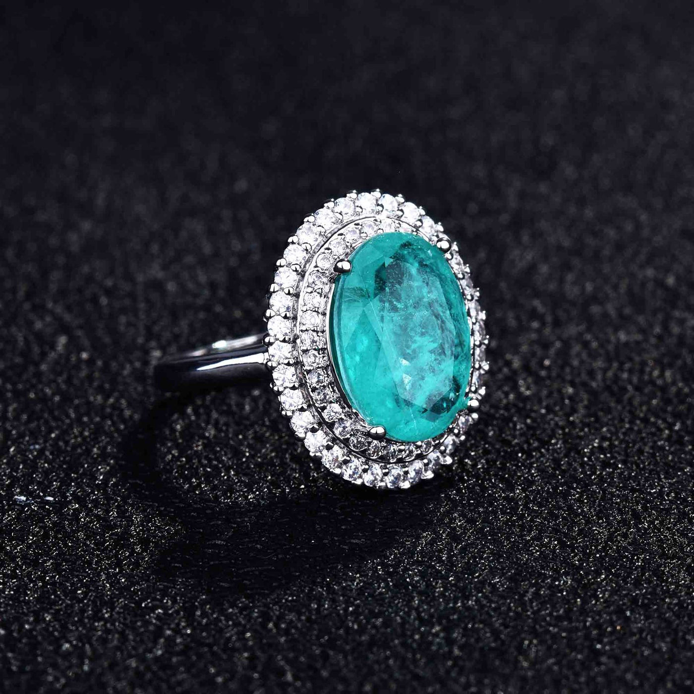 Olivenorma Various Paraiba Tourmaline Simulated Diamond Adjustable Ring