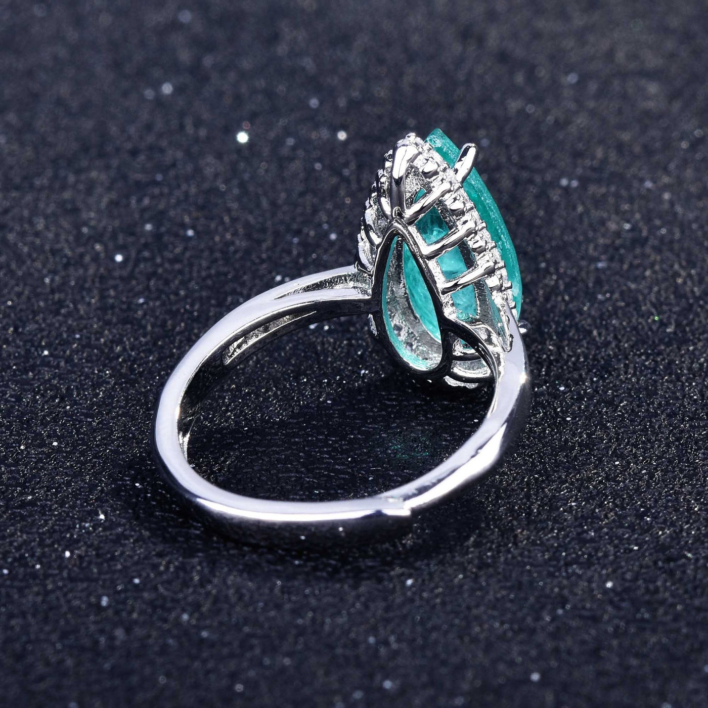 Olivenorma Various Paraiba Tourmaline Simulated Diamond Adjustable Ring