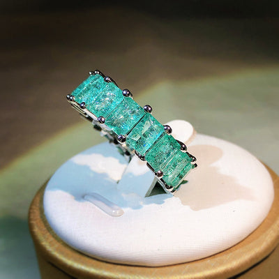 Olivenorma Paraiba Tourmaline Side By Side Square Ring