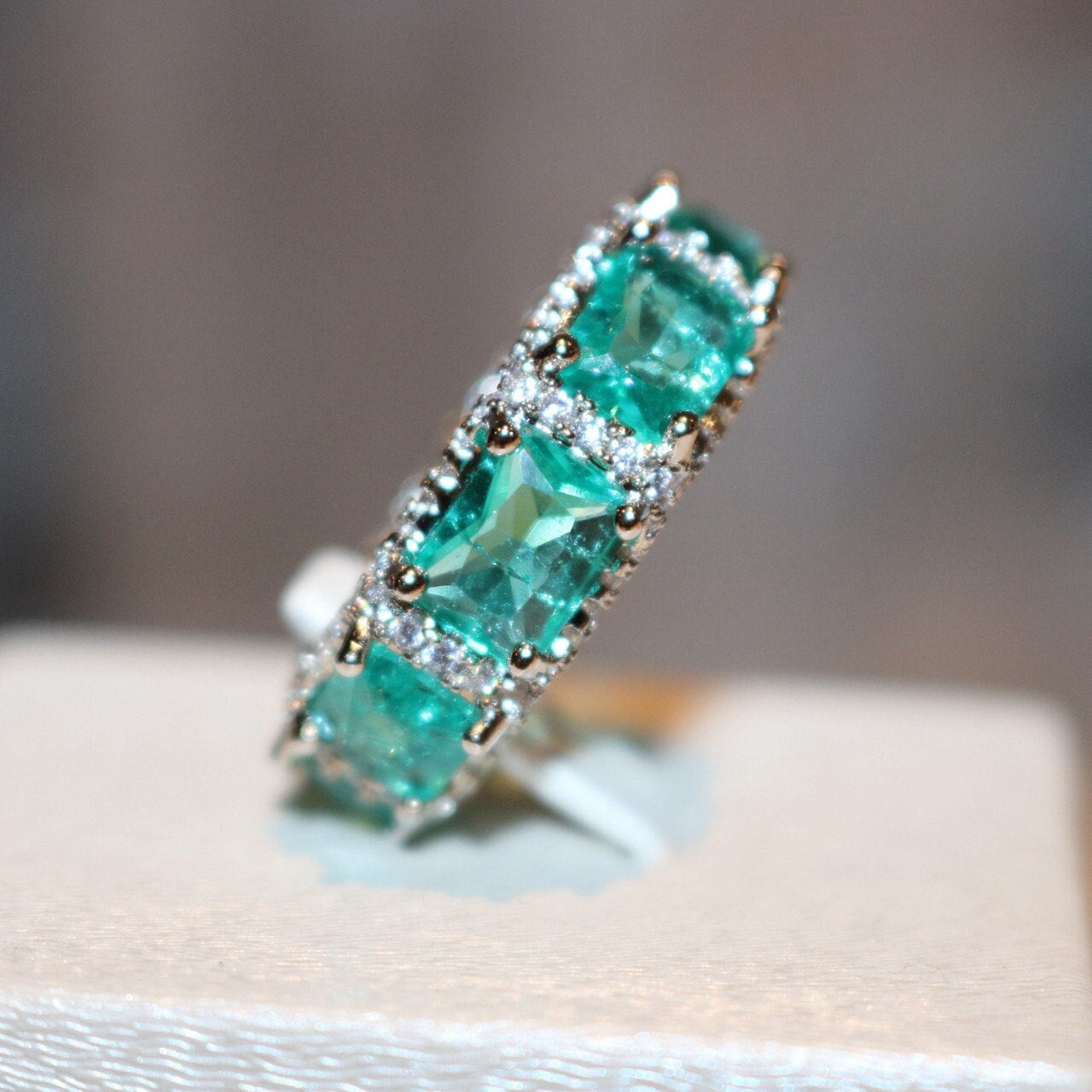 Olivenorma Ocean Blue Paraiba Tourmaline Full Eternity Ring