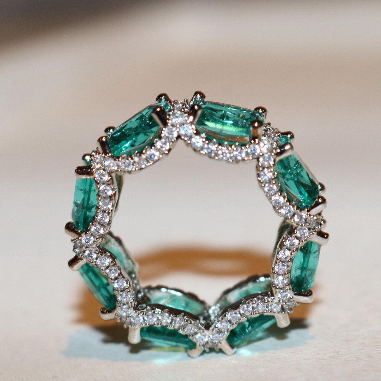 Olivenorma Ocean Blue Paraiba Tourmaline Full Eternity Ring