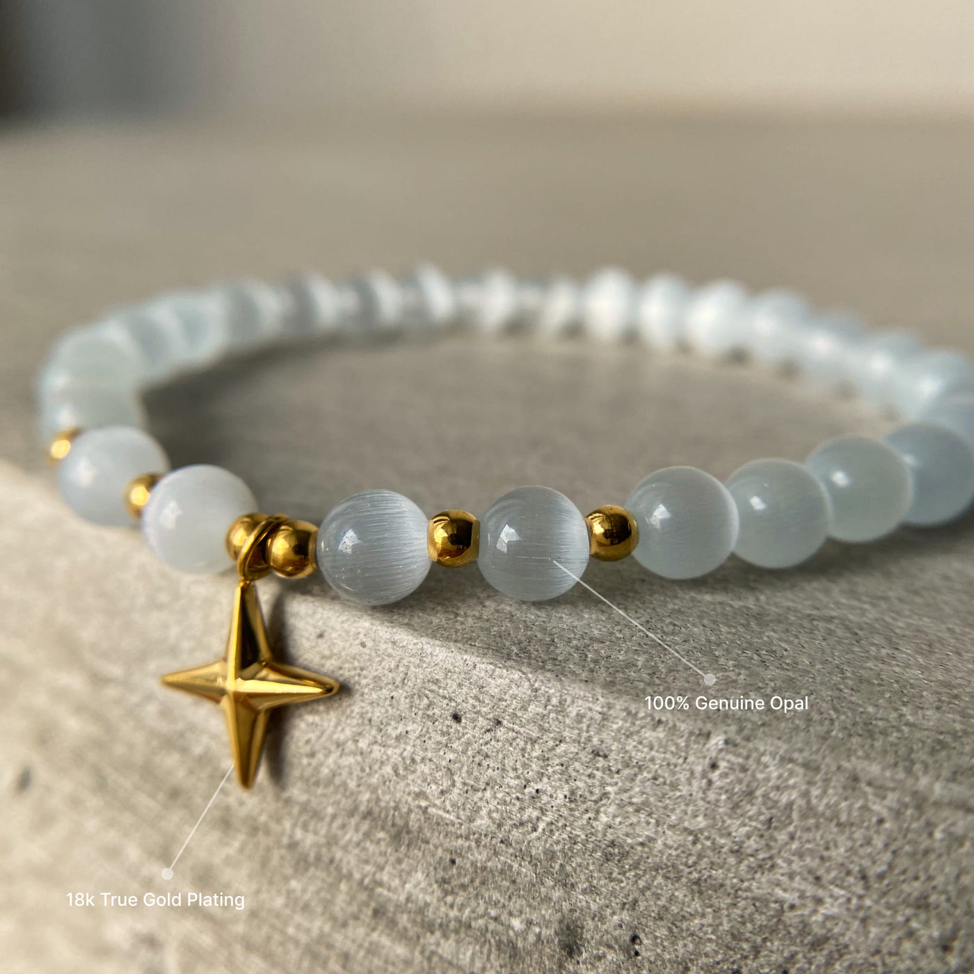 Olivenorma Cat's Eye Stone Moon And Star Bracelet