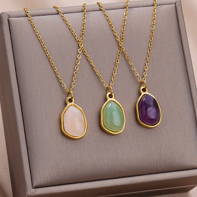 Olivenorma Irregular Stone Pendant Titanium Steel Gold 18k Necklace