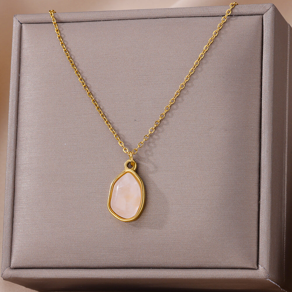 Olivenorma Irregular Stone Pendant Titanium Steel Gold 18k Necklace