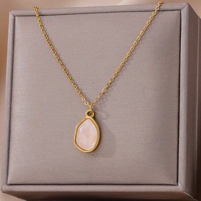 Olivenorma Irregular Stone Pendant Titanium Steel Gold 18k Necklace