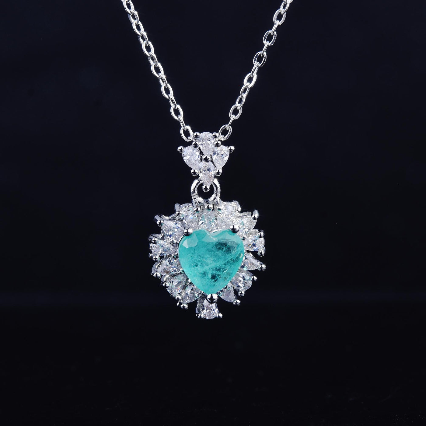 Olivenorma Heart Shape Paraiba Tourmaline Necklace