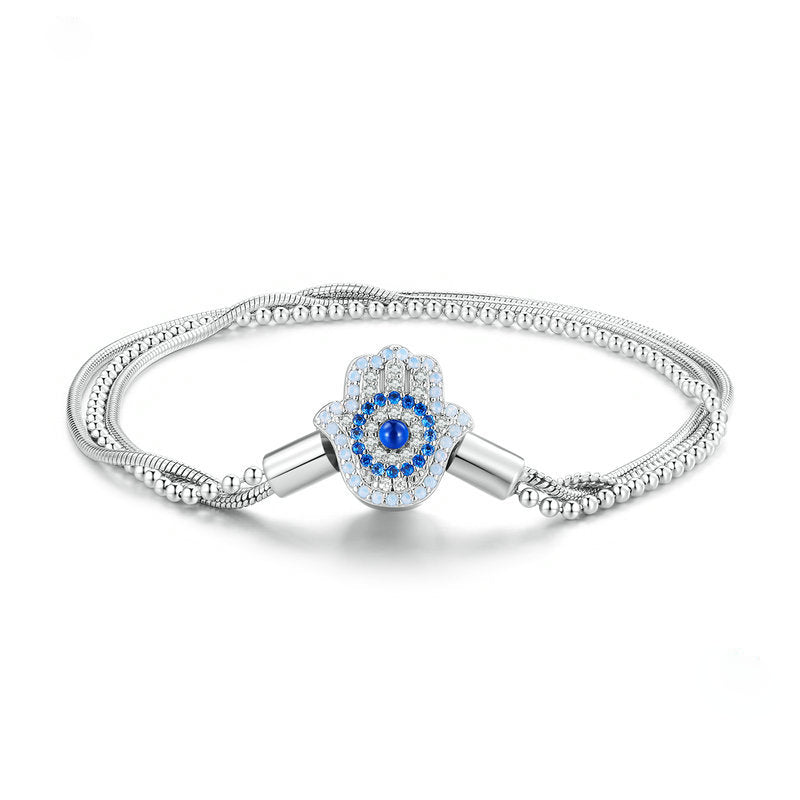 Olivenorma Sterling Silver S925 Hamsa Evil Eye Bracelet