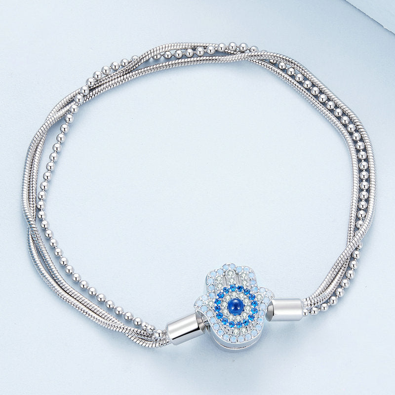 Olivenorma Sterling Silver S925 Hamsa Evil Eye Bracelet