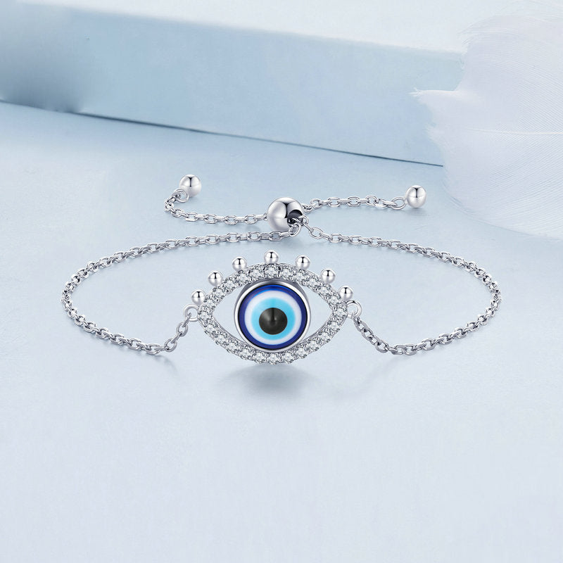 Olivenorma S925 Sterling Silver Evil Eye White Zircon Bracelet