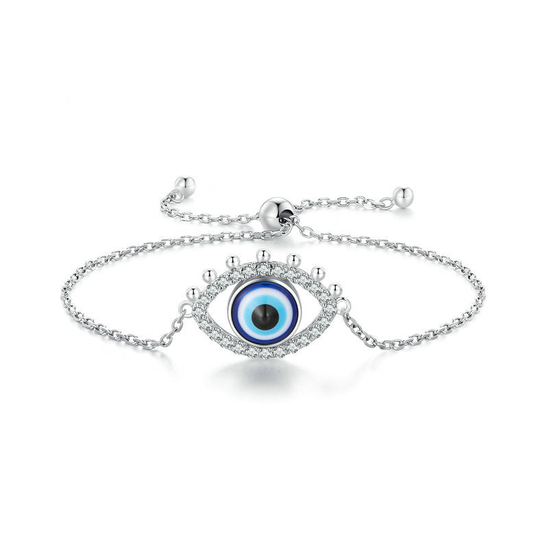 Olivenorma S925 Sterling Silver Evil Eye White Zircon Bracelet