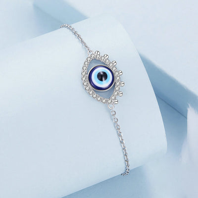 Olivenorma S925 Sterling Silver Evil Eye White Zircon Bracelet