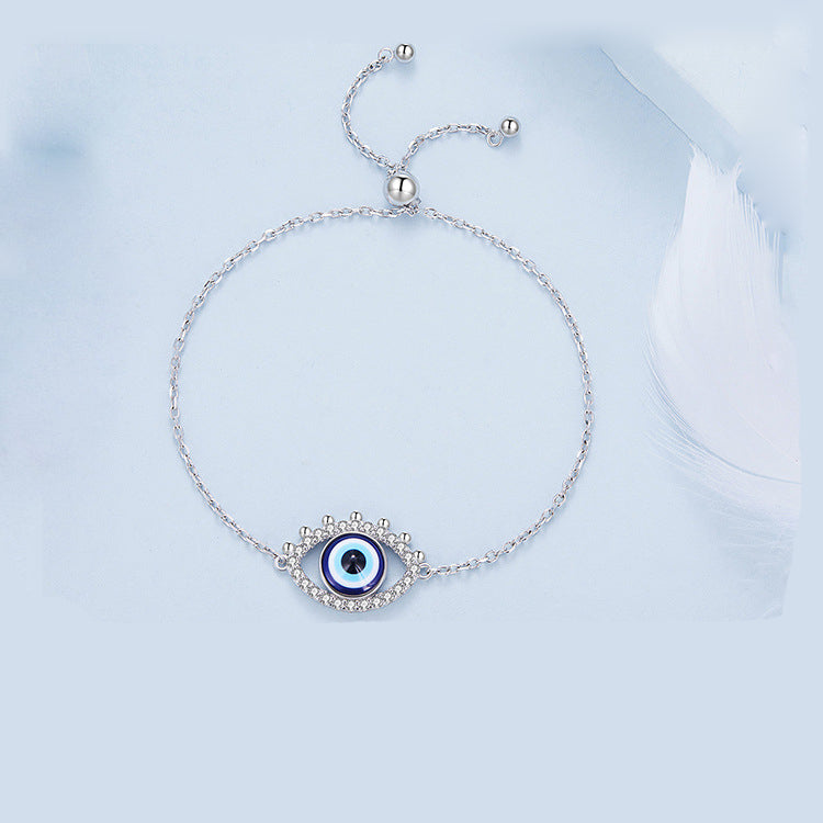 Olivenorma S925 Sterling Silver Evil Eye White Zircon Bracelet