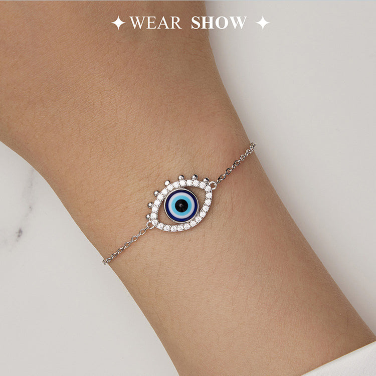 Olivenorma S925 Sterling Silver Evil Eye White Zircon Bracelet