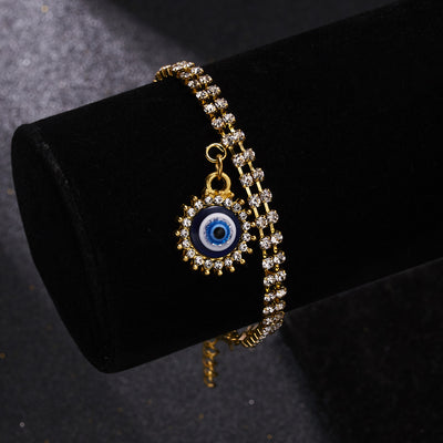 Olivenorma Alloy Evil Eye Double Layer Full Diamond Bracelet