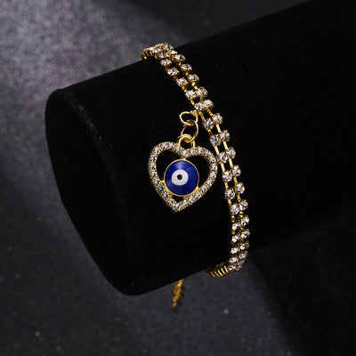 Olivenorma Alloy Evil Eye Double Layer Full Diamond Bracelet