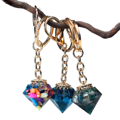 Olivenorma Natural Crystal Gravel Orgone Keychain - image 0