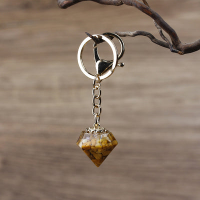 Olivenorma Natural Crystal Gravel Orgone Keychain - Burmese Yellow Jade - image 1