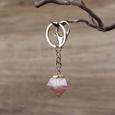 Olivenorma Natural Crystal Gravel Orgone Keychain - Strawberry Quartz - image 3